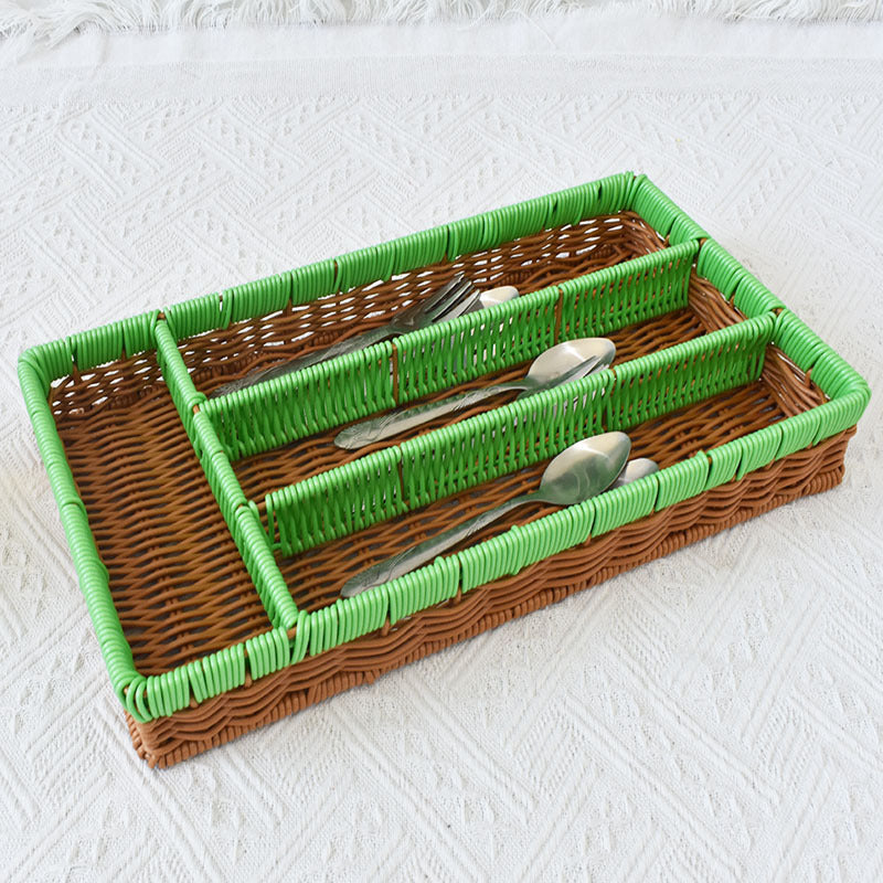 Stylish Multi-Compartment Woven Storage Organizer Bowlift