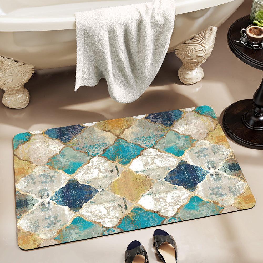 Stylish Geometric Pattern Bathroom Mat Bowlift