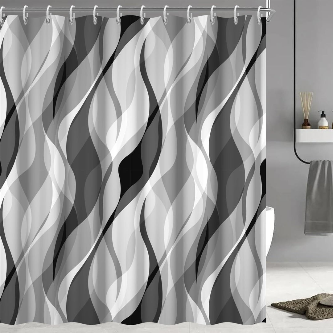 Abstract Wave Pattern Shower Curtain Bowlift