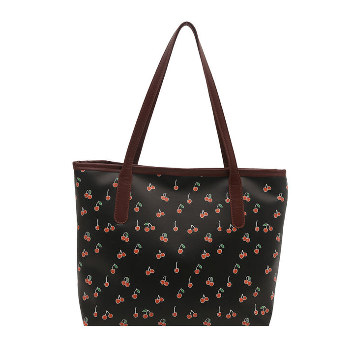 Trendy Cherry Print Tote Bag