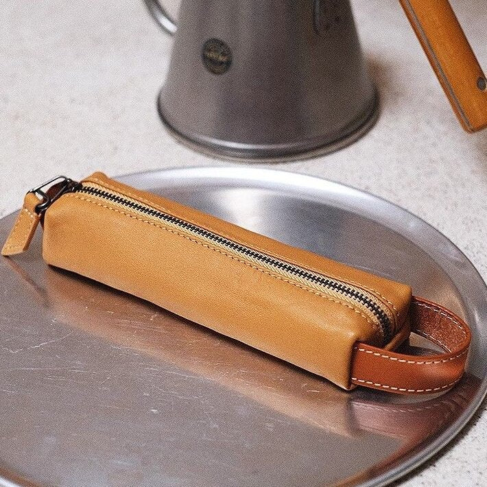 Stylish Zippered Leather Pencil Case Bowlift