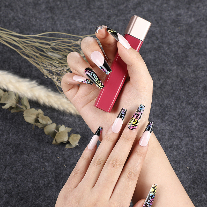 Art nails with colorful floral patterns Bowlift