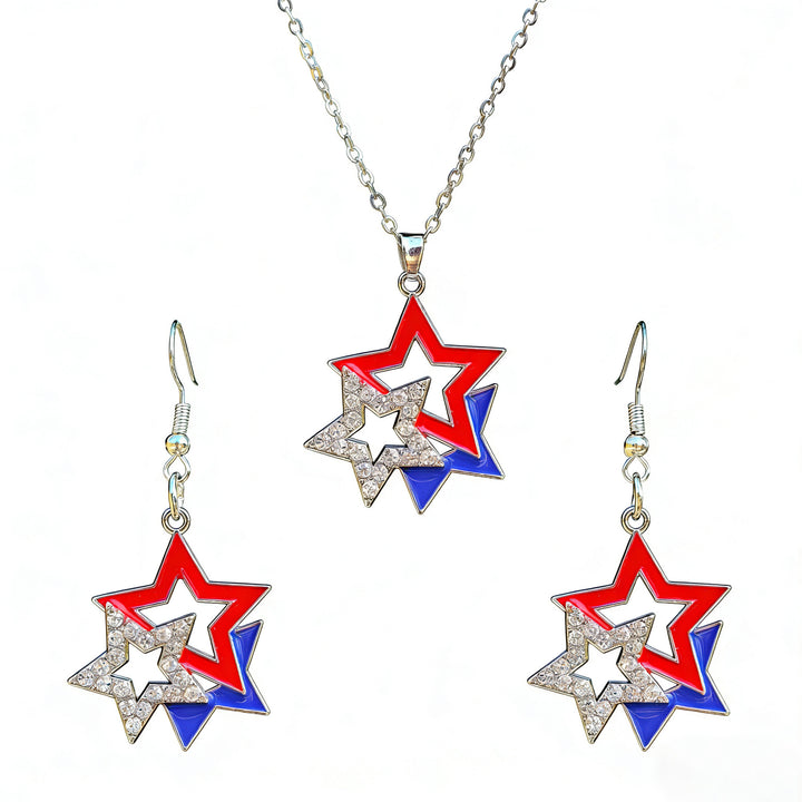 Women's patriotic jewelry set with flip-flop pendant made of enamel and crystal embellishment Bowlift