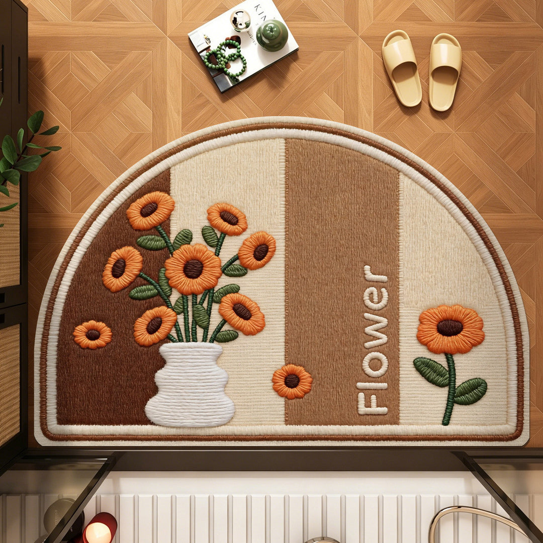 Cute Cat-Themed Half-Moon Area Rug Bowlift