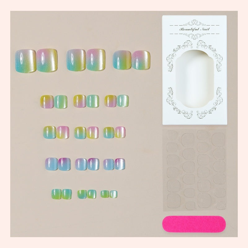 Acrylic nail set with shimmering gradient and elegant designs Bowlift