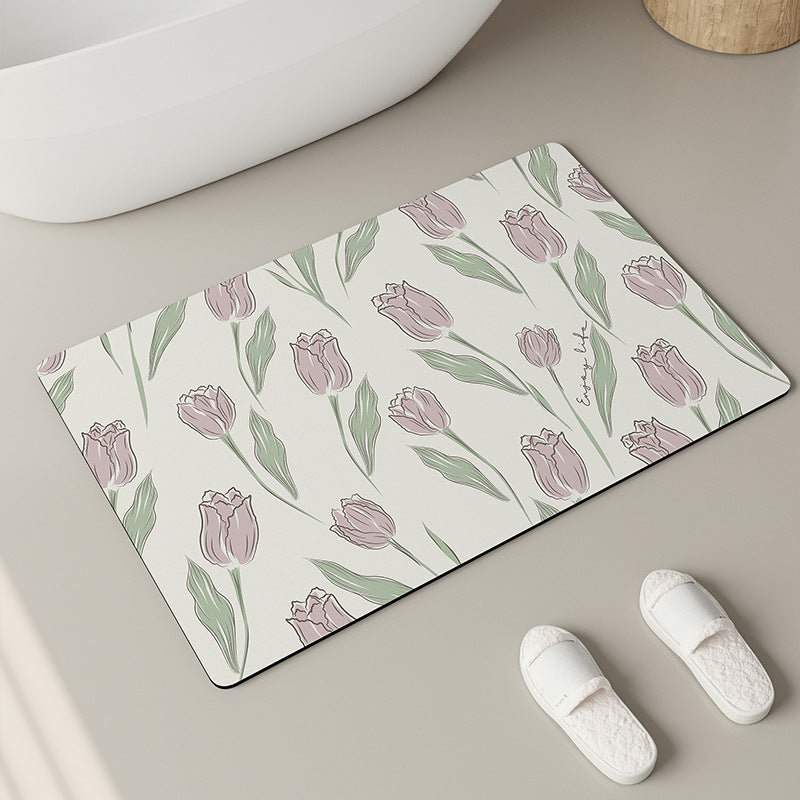 Floral Design Shower Mat Bowlift