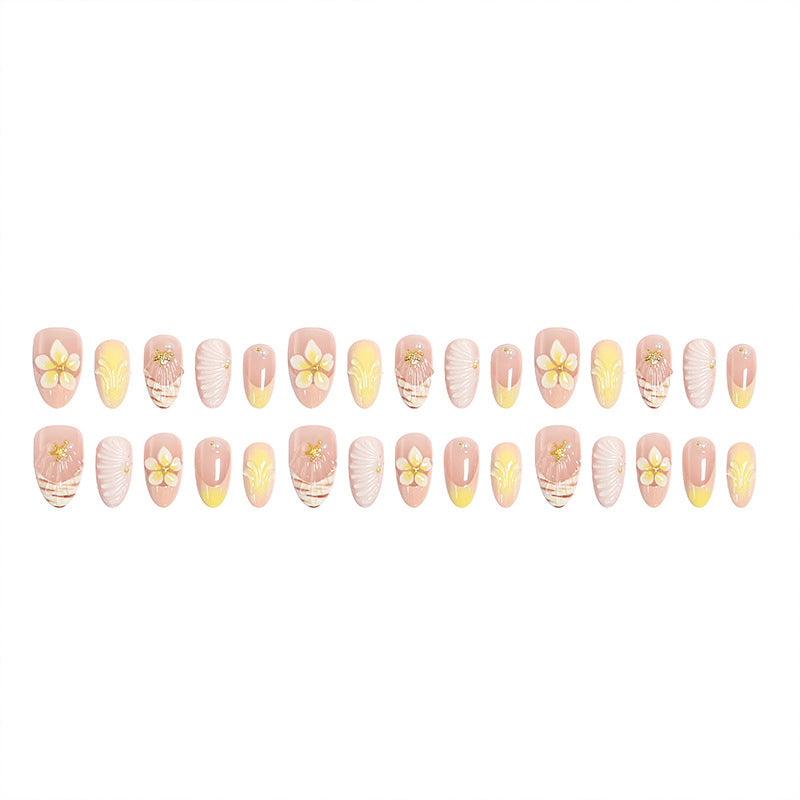 Artificial nails in luxurious flower and gold design Bowlift