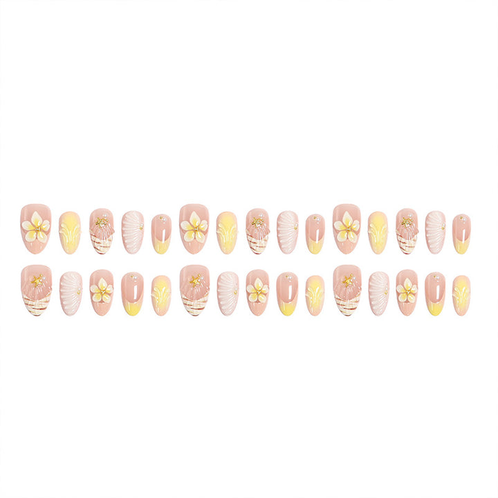 Artificial nails in luxurious flower and gold design Bowlift