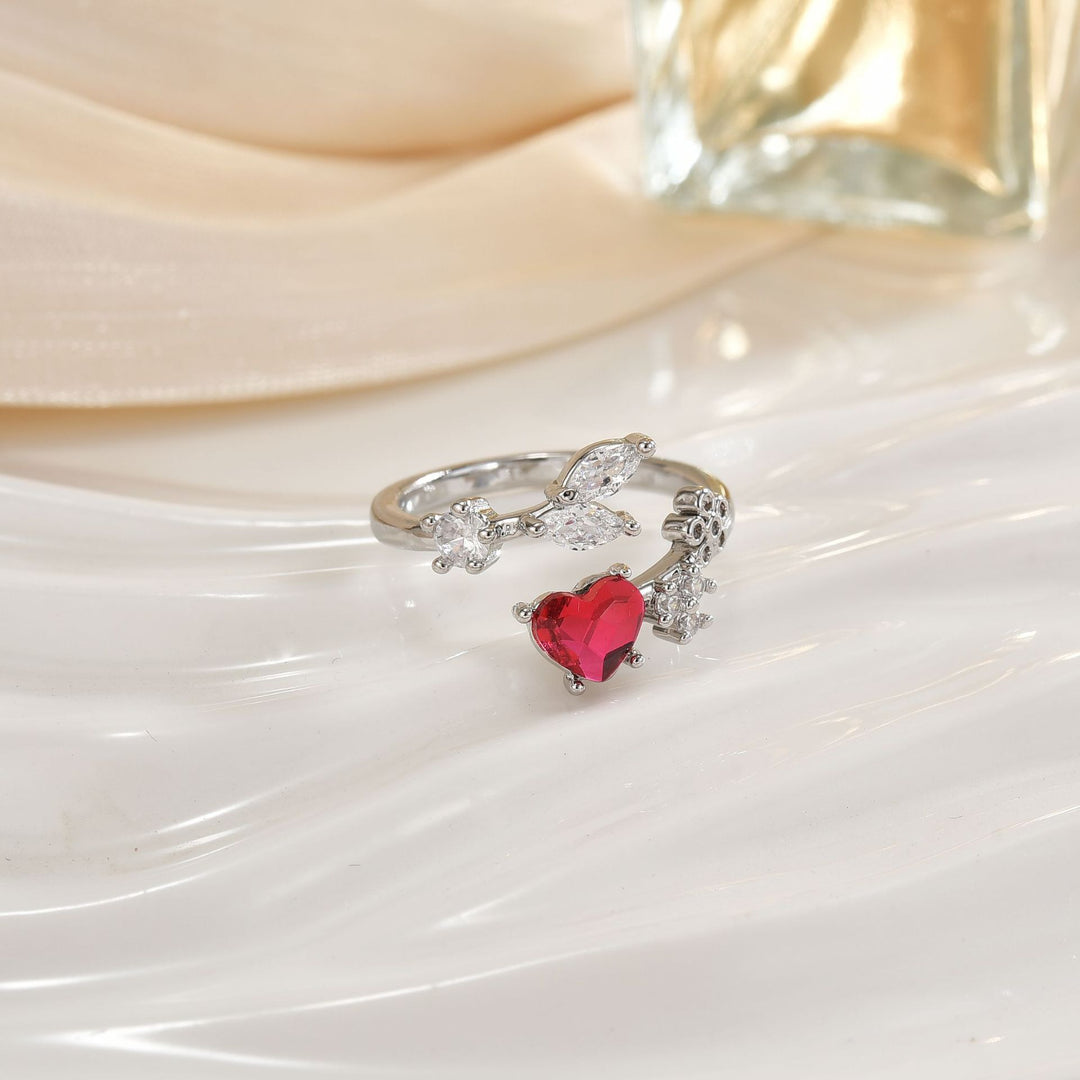 Double-Band Heart Halo Ring With Pavé Accents