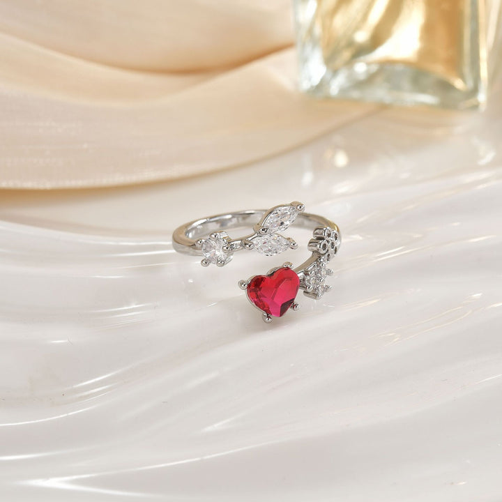 Double-Band Heart Halo Ring With Pavé Accents