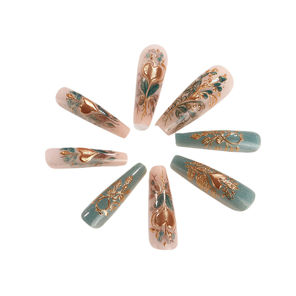 Artificial nails with floral design elements Bowlift