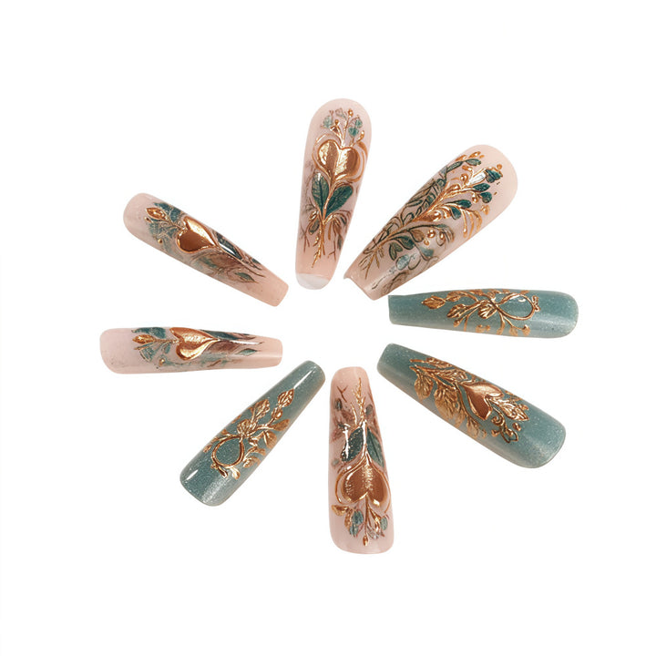 Artificial nails with floral design elements Bowlift