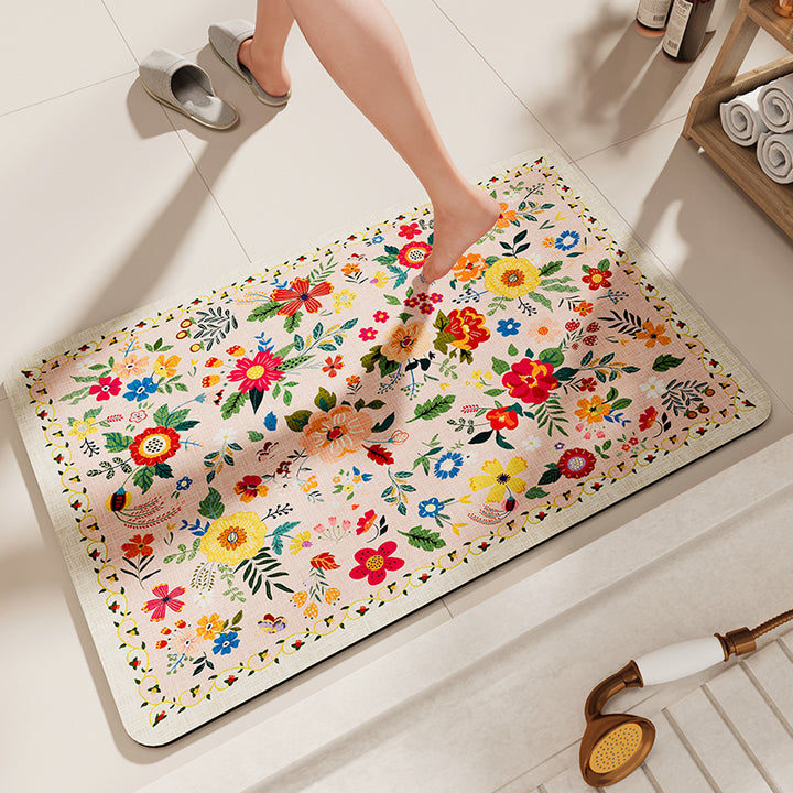 Floral Patterned Bath Comfort Mat Bowlift