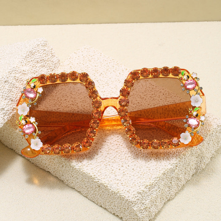 Women's extravagant hexagon sunglasses with crystal embellishment Bowlift