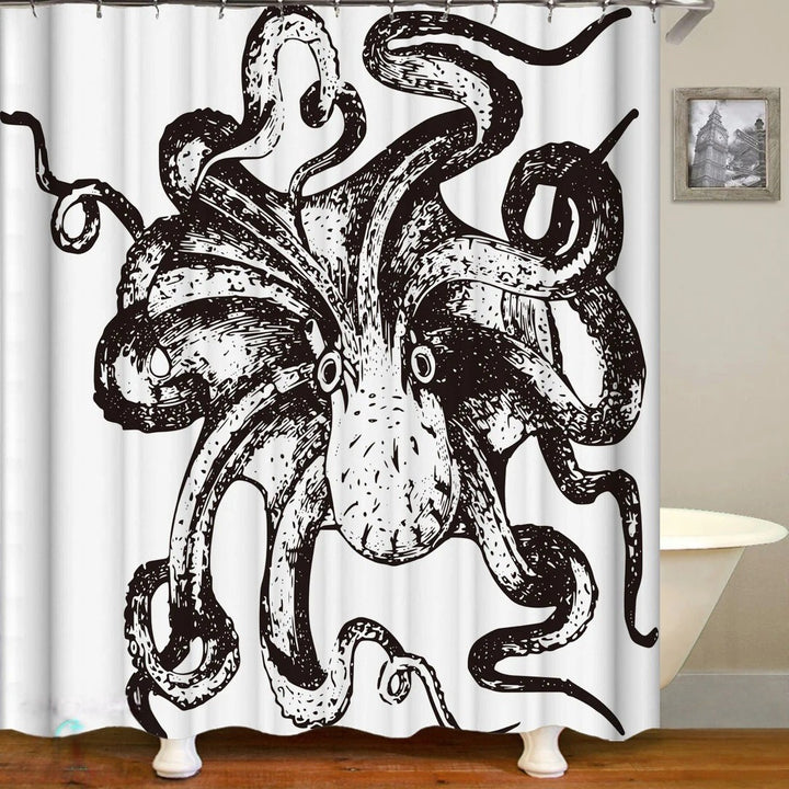 Ocean-Themed Art Shower Curtain Bowlift