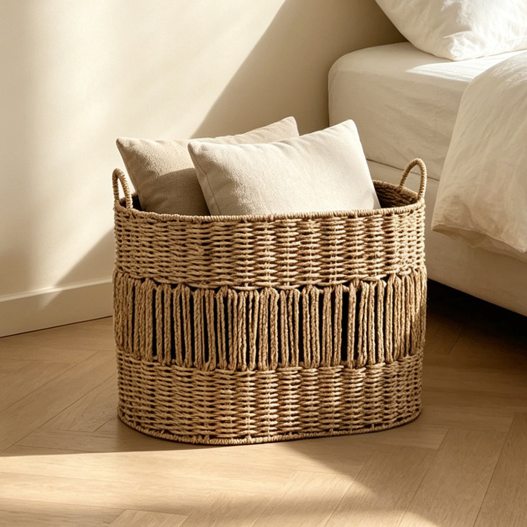 Storage basket with elegant fringe design Bowlift