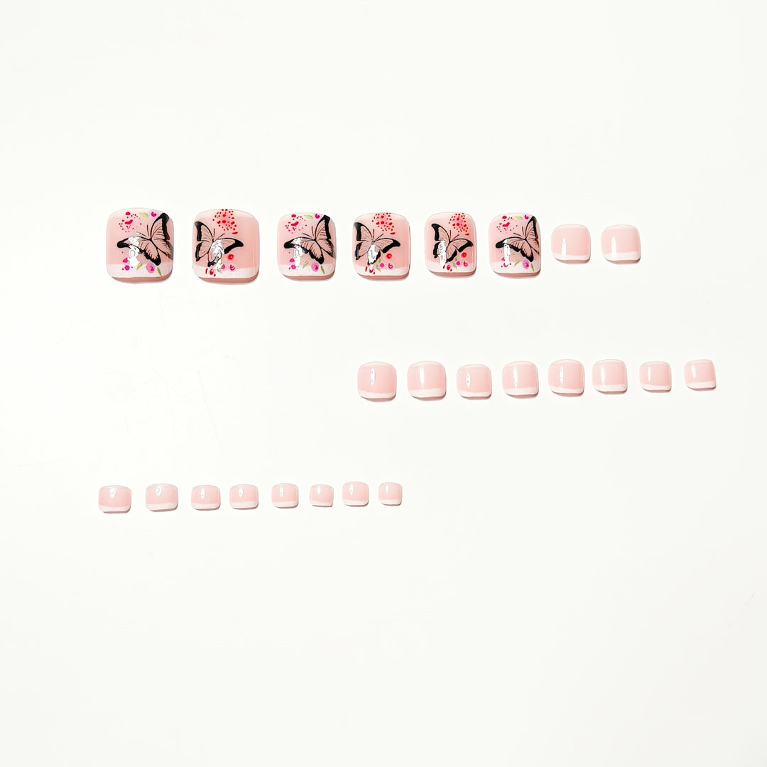 Artificial nails with elegant butterfly and flower design Bowlift