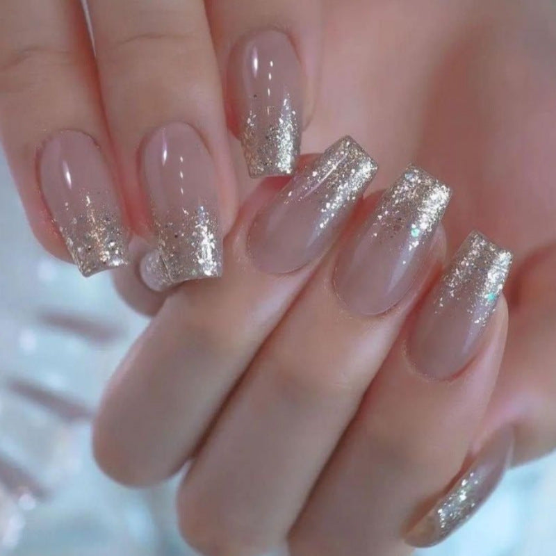 Artificial nails with glitter French tips Bowlift
