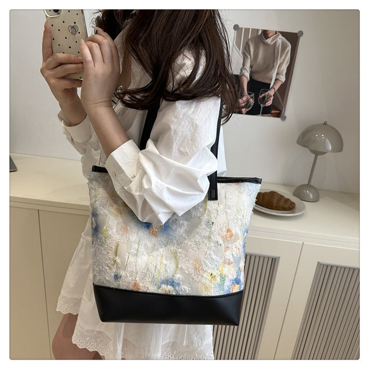 Artistic Floral Embroidered Tote Bag Bowlift