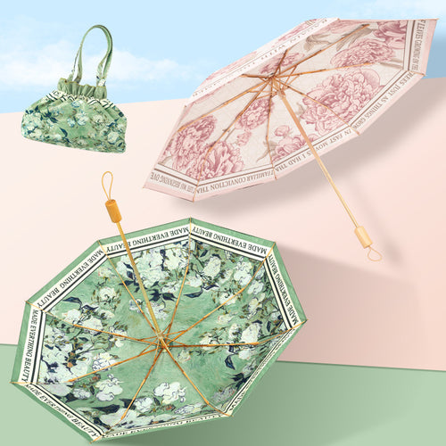 Ladies folding umbrella with floral patterns Bowlift