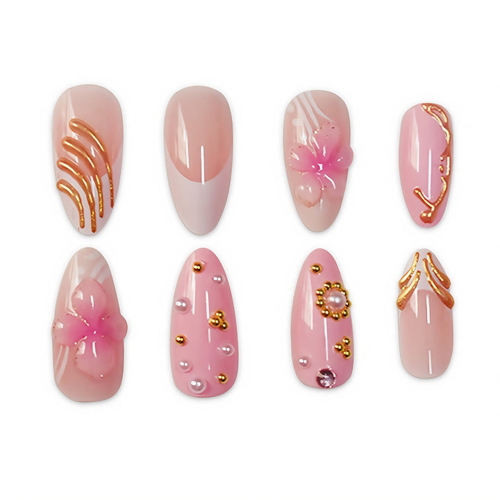 Elegant Floral Stiletto Nail Art Bowlift