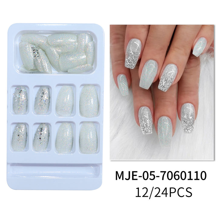 Glitter-Dusted Long Stiletto Press-On Nails Bowlift