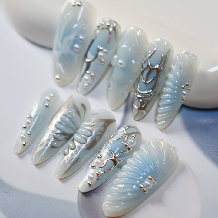 Artistic Press-On Nail Design Bowlift