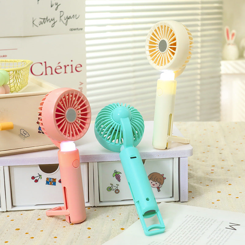 Women's Portable Hand Fan with Integrated LED Lighting Bowlift