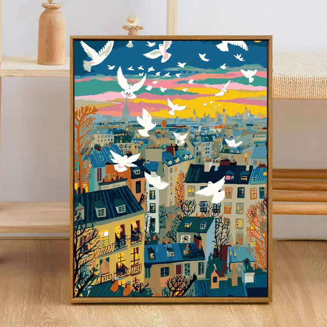 Colorful City Skyline Art Print Bowlift