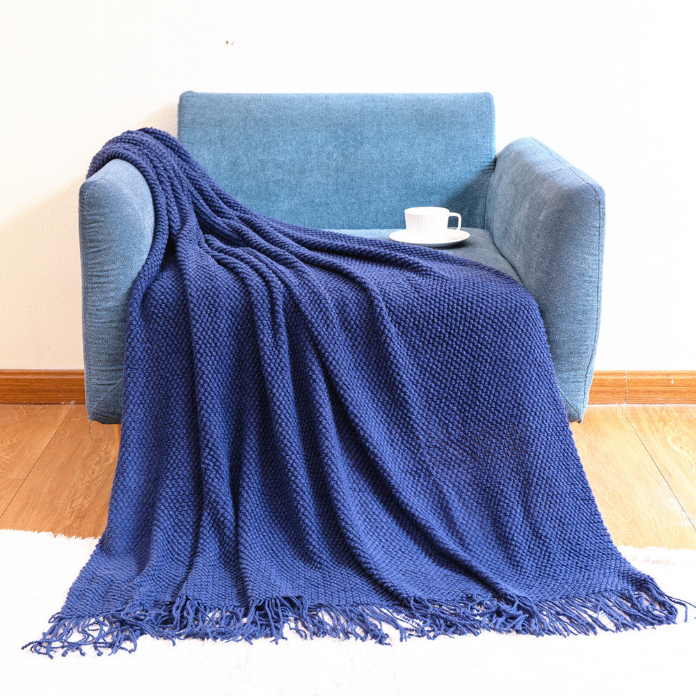 Decorative Fringe Knit Throw Blanket