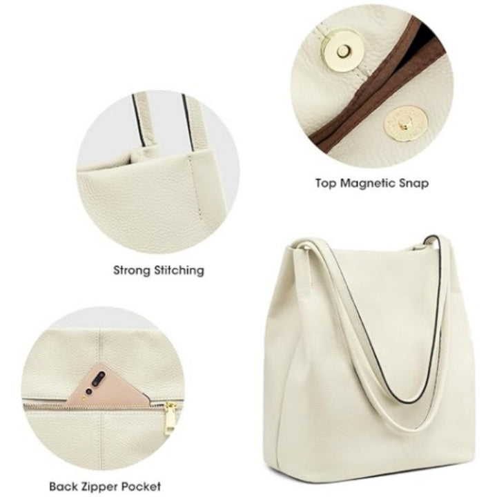 Stylish Leather Hobo Handbag Bowlift