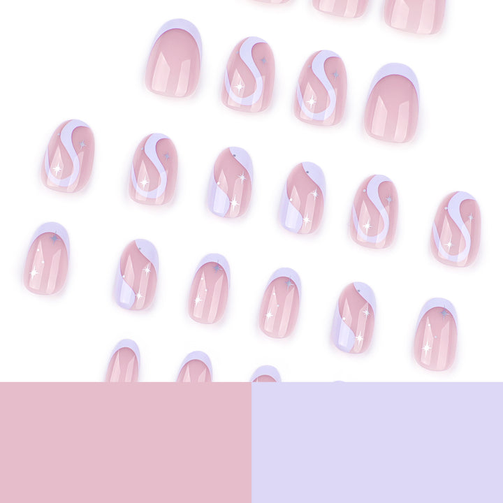 Artful nail art with elegant wave lines and glitter effects Bowlift