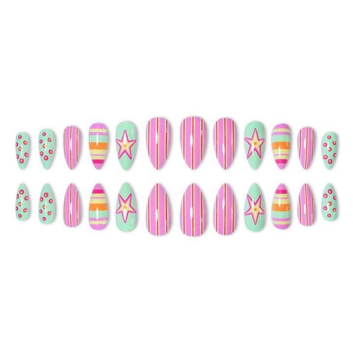 Themed Vibrant Press-On Nail Art Bowlift