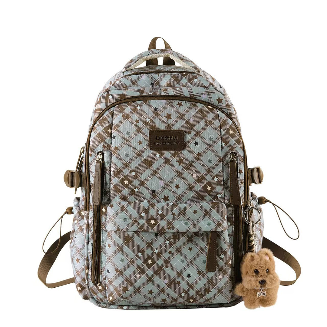 Multi-Compartt Star-Patterned Backpack Bowlift
