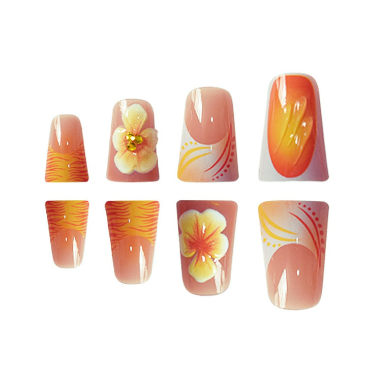 Artistic Floral Press-On Nails Set Bowlift