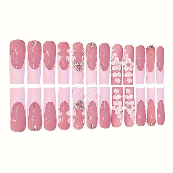 Decorative Floral Appliqué Press-On Nails Bowlift