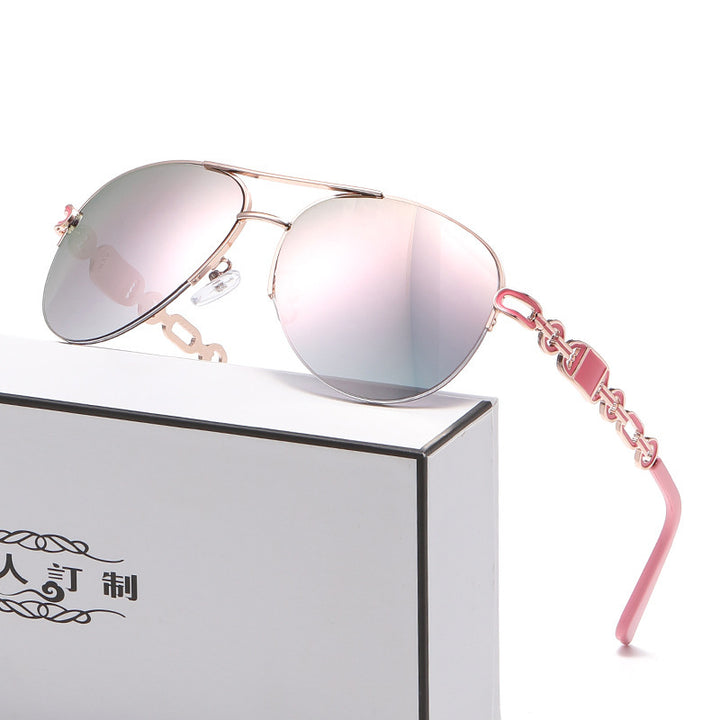 Women Aviator Sunglasses with Fashionable Chain Detail Bowlift
