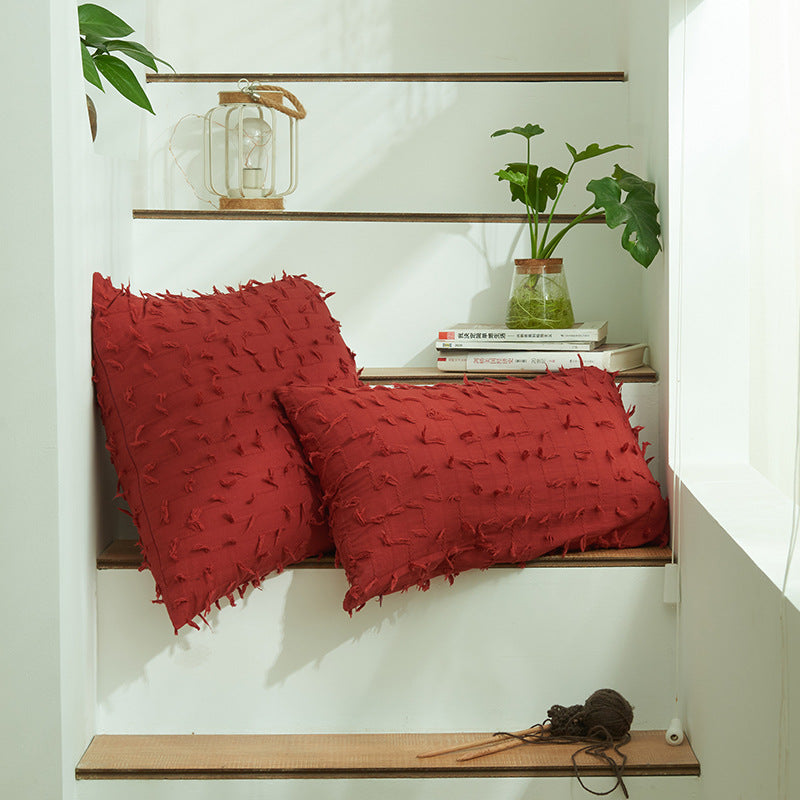 Textured Fringe Accent Pillow