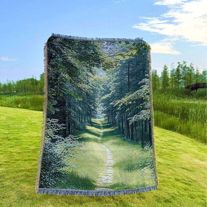 Scenic Nature-Themed Woven Throw Blanket