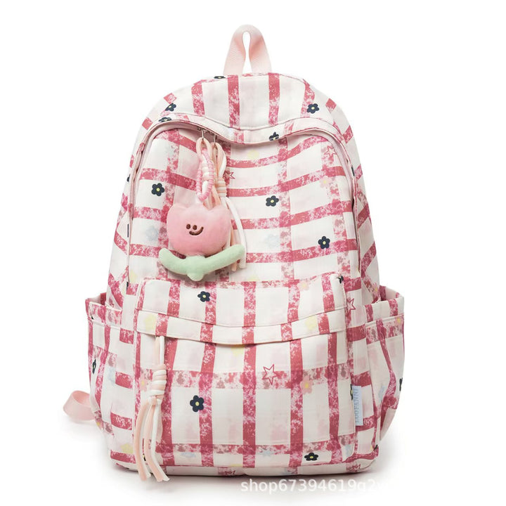 Playful Grid Pattern Backpack Bowlift