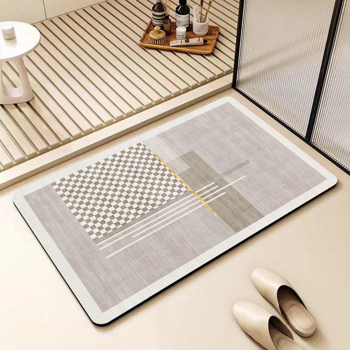 Non-Slip Geometric Pattern Bathroom Mat Bowlift