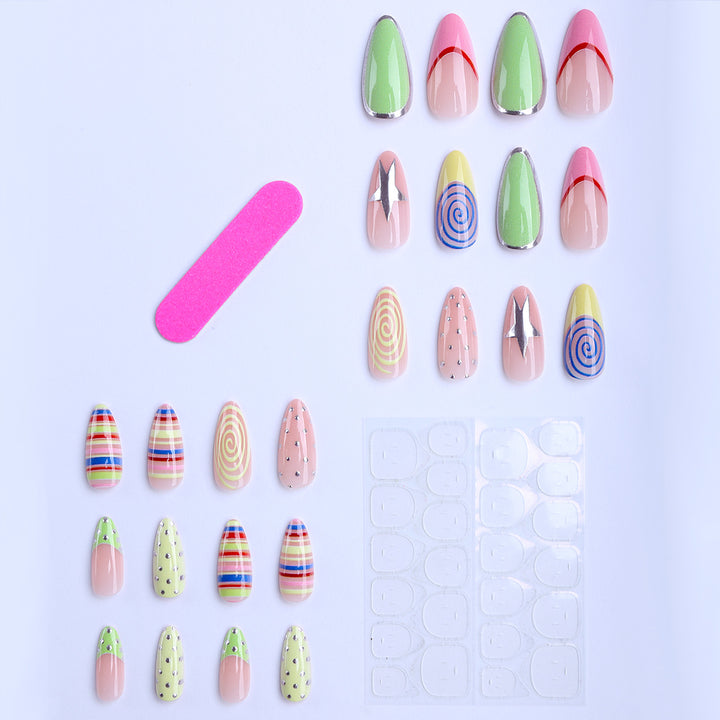 Artificial nails with creative geometric design Bowlift
