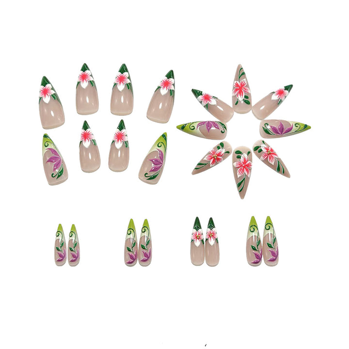 Artificial nails with exquisite floral pattern Bowlift
