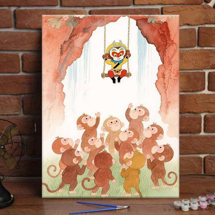 Whimsical Monkey Adventure Art Print Bowlift