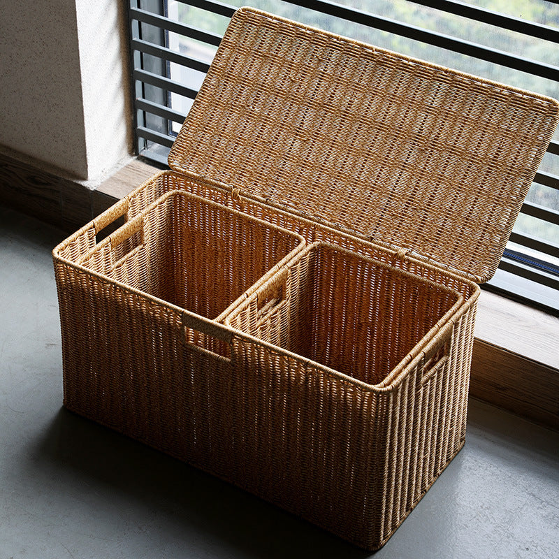 Unisex storage basket made of natural material with practical handles Bowlift