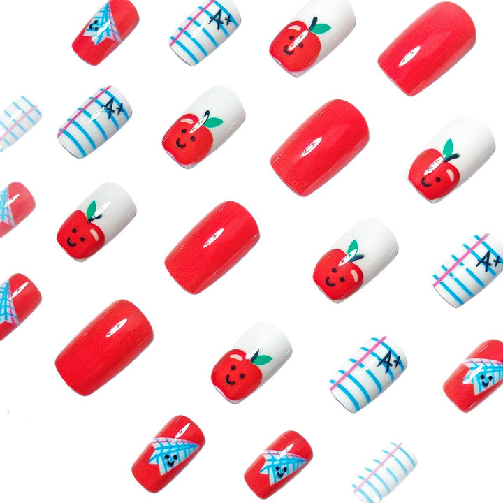 Creative art nails with cheerful school motif Bowlift