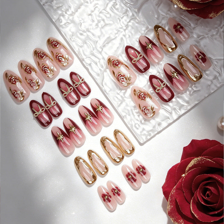Elegant artificial nails with floral decorations Bowlift
