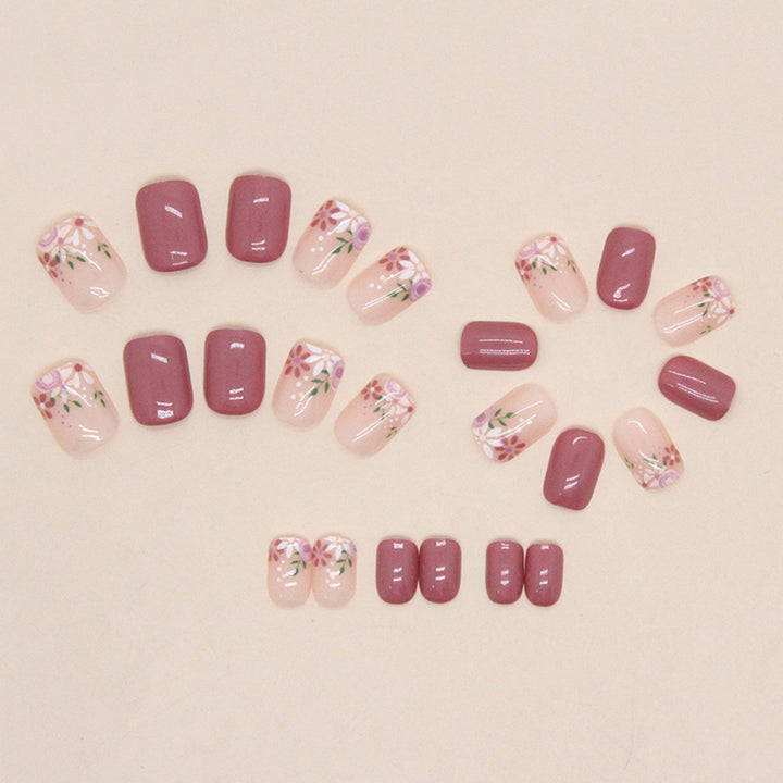 Artistic Floral Design Press-On Nails Bowlift