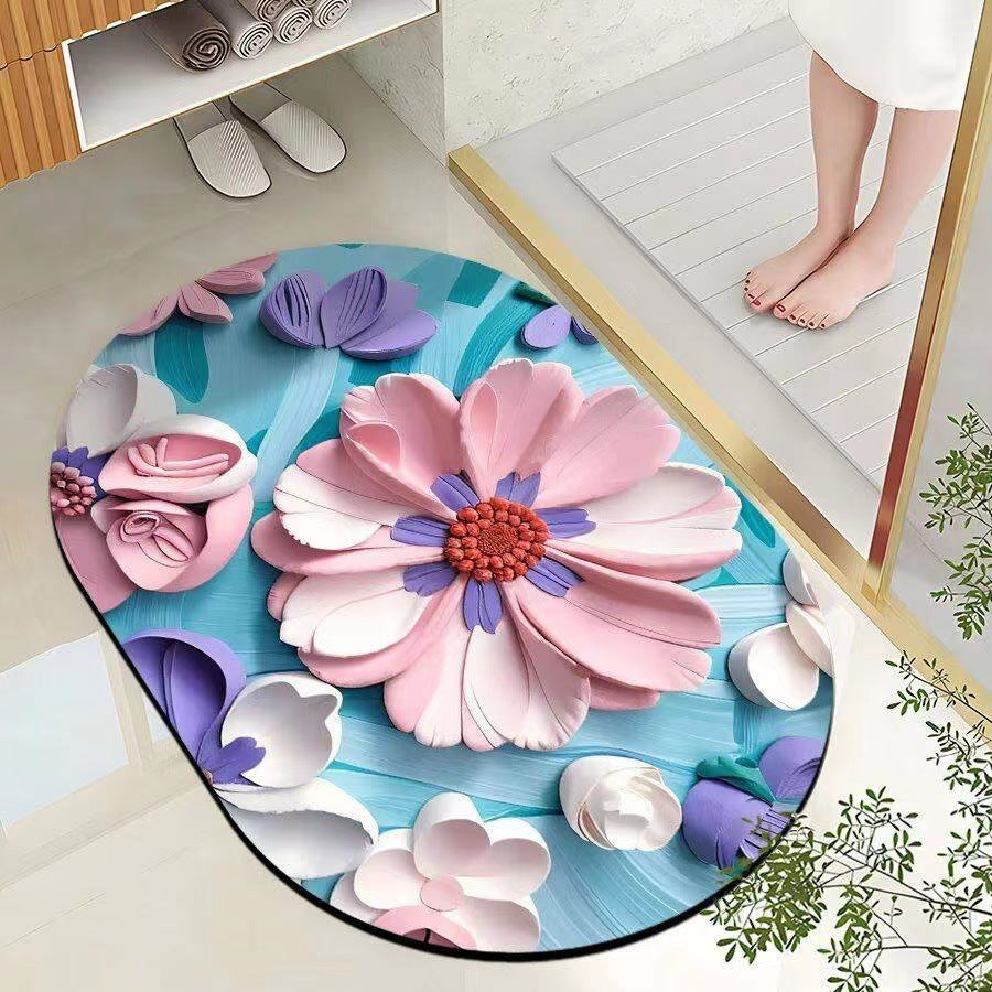 Leaf-Patterned Bathroom Mat Bowlift