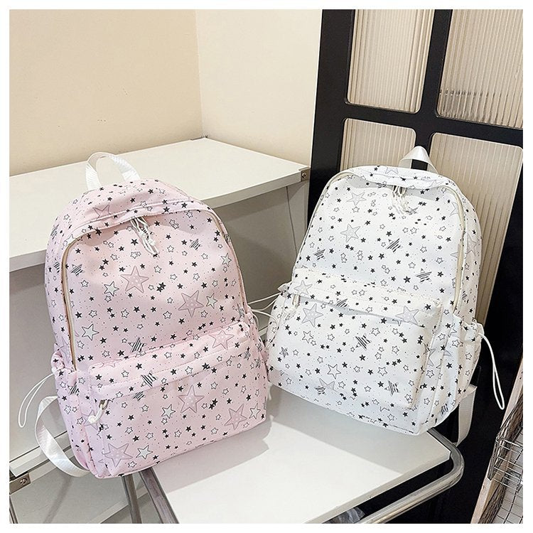Backpack with Sparkling Star Motif and Charming Pendant Bowlift